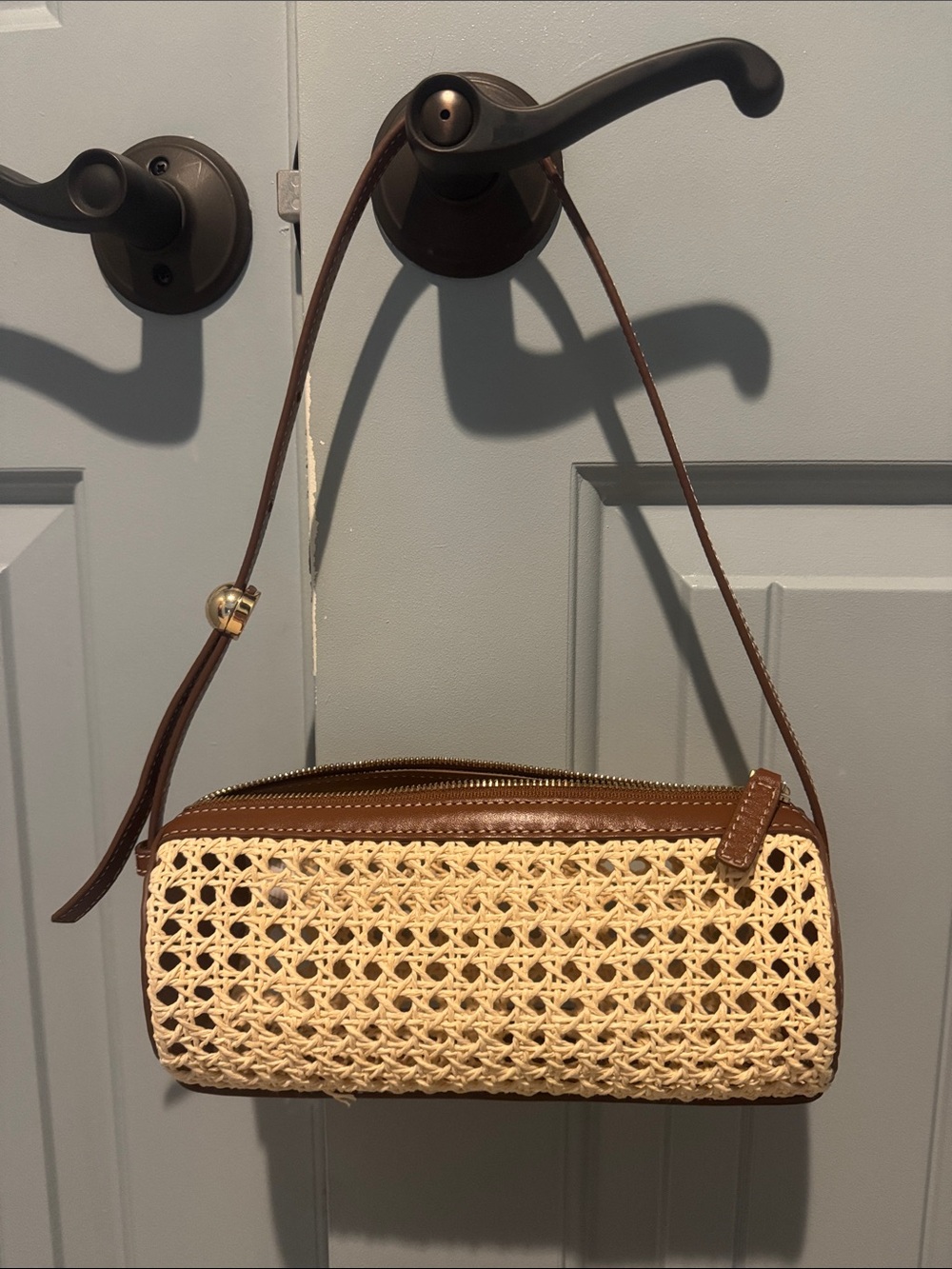 J Crew rattan & leather shoulder bag